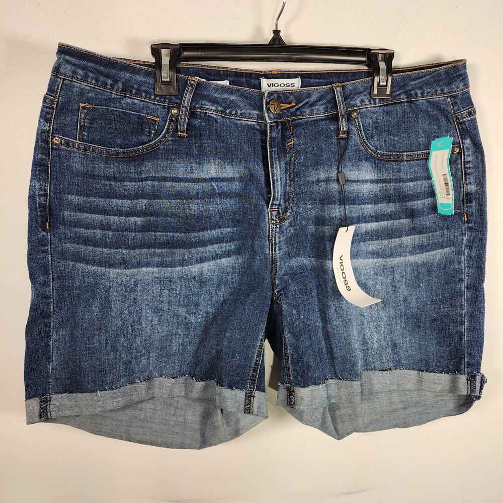 Vigoss Womens Marley Cuff Distressed Denim Shorts Size 16W Mid Rise Blue Jean - Picture 3 of 11